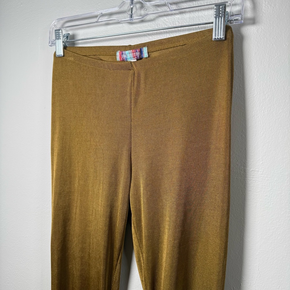 Urban Outfitters Dalia Flare Pants Ruffle Hem Olive Brown Size L EUC